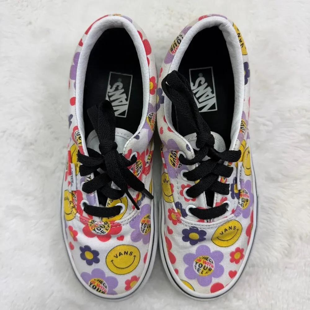 Vans Era Radically Happy Kids Skate Shoes True White Canvas Size 2